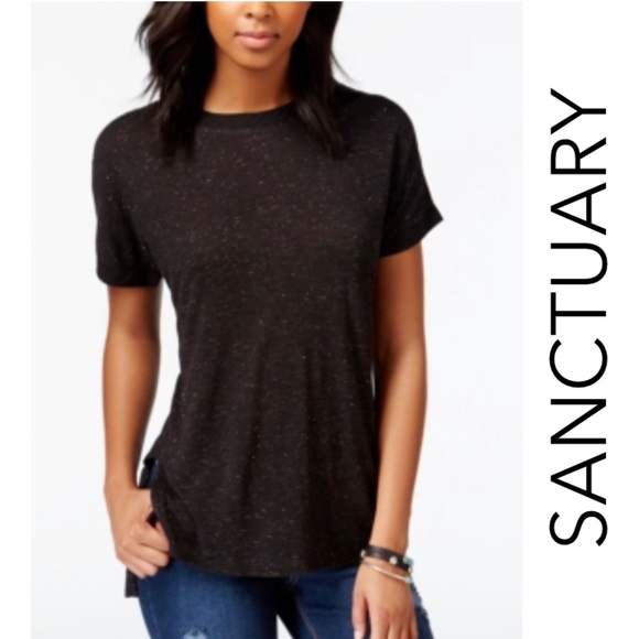 Sanctuary Tops - SANCTUARY NWT ‘Ashley’ Glitter Detail Top Black and Gold Size XS
